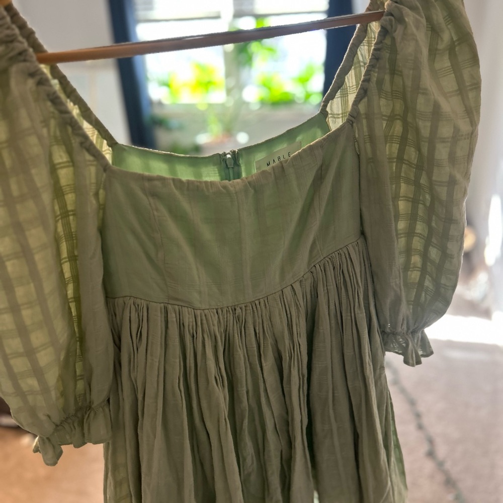 Mable Light Green Dress Babydoll Dress